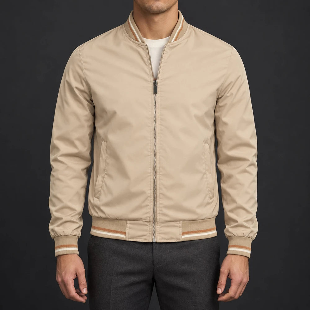 Striped Trim Bomber Jacket