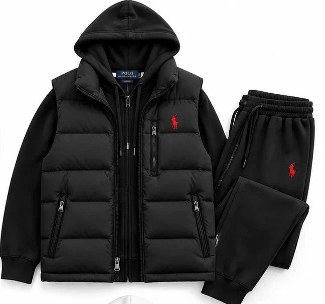 Hooded Tracksuit Set With Puffer Vest