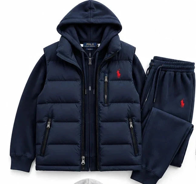 Hooded Tracksuit Set With Puffer Vest