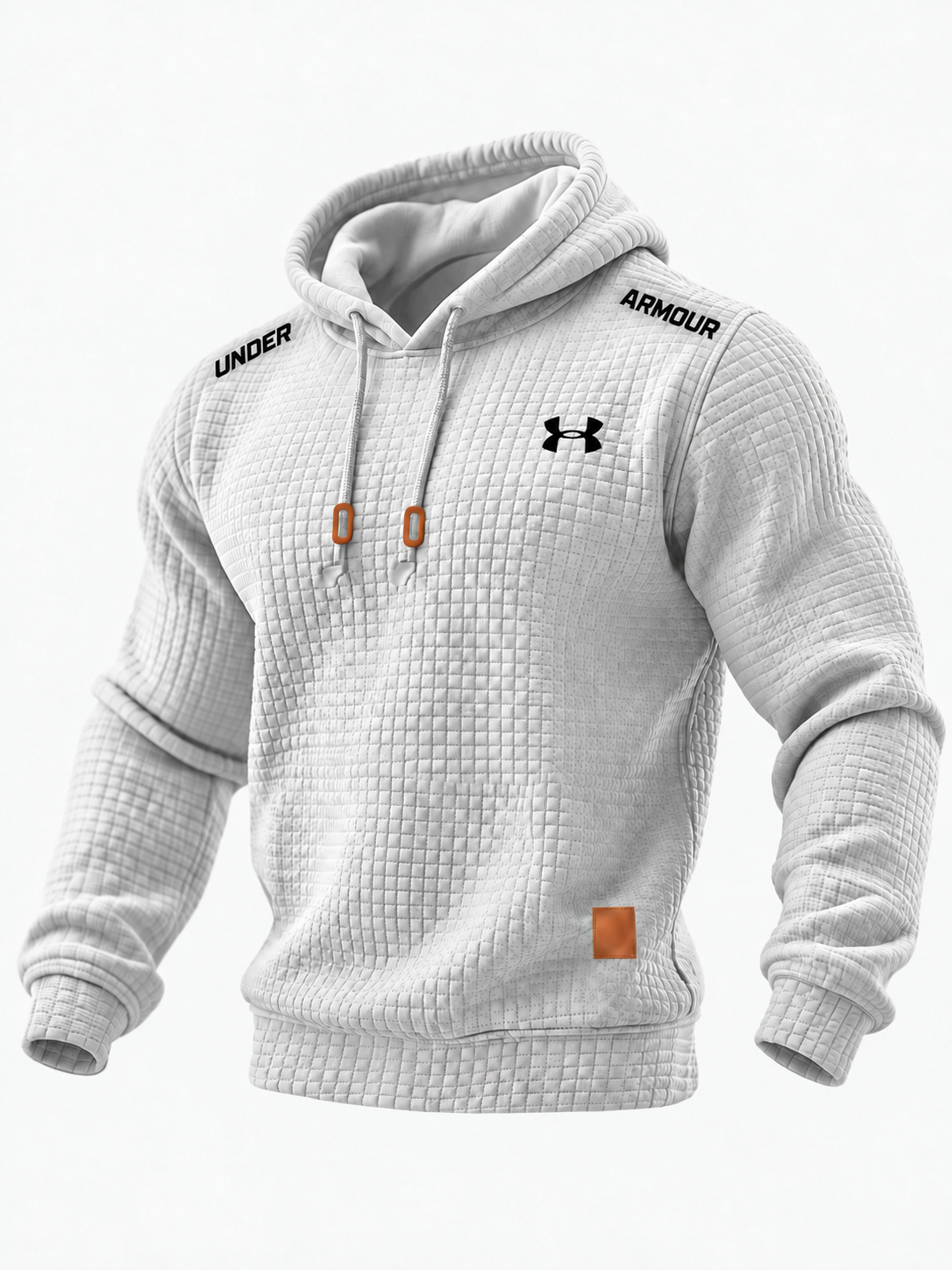 Men's Quilted Waffle Outdoor Solid Color Long-sleeved Everyday Top Hoodie