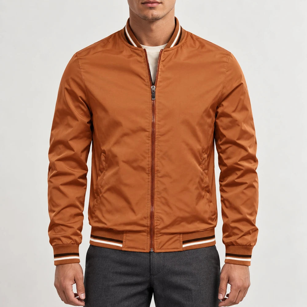 Striped Trim Bomber Jacket