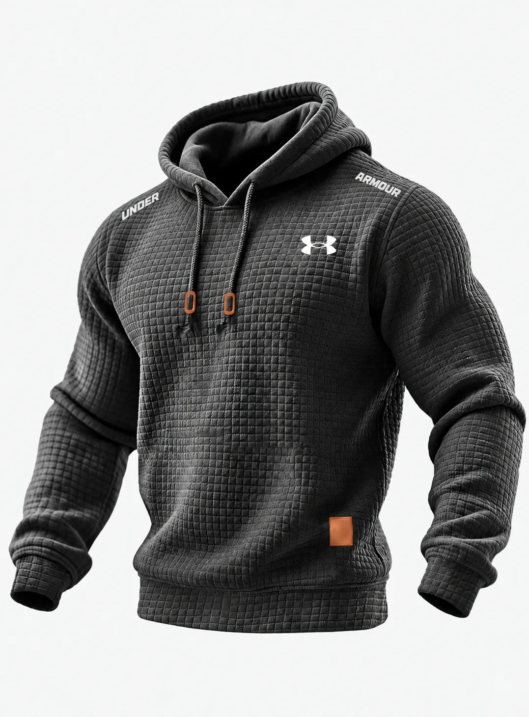 Men's Quilted Waffle Outdoor Solid Color Long-sleeved Everyday Top Hoodie