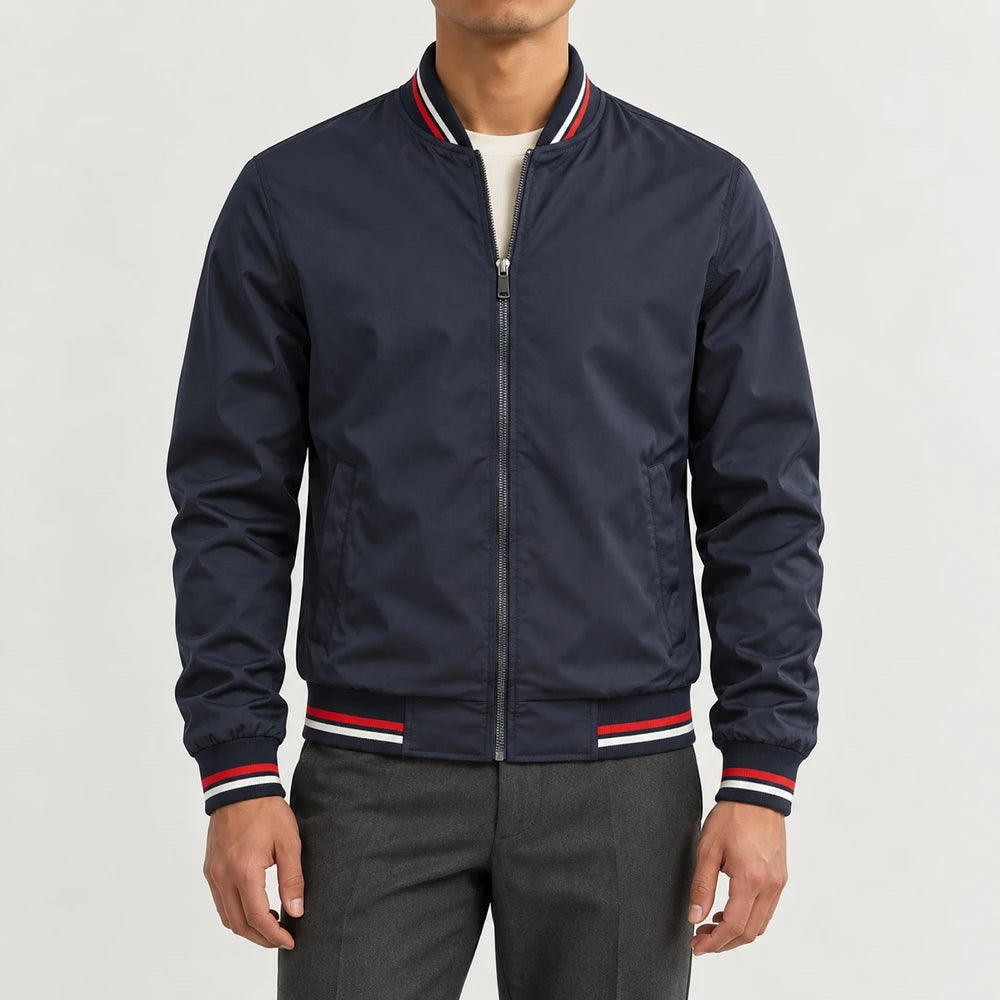 Striped Trim Bomber Jacket