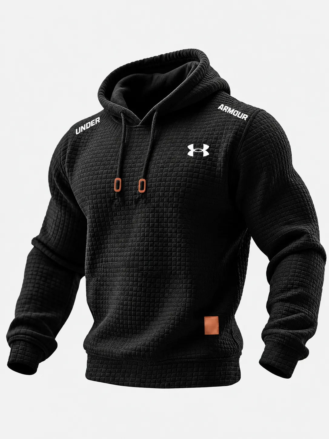 Men's Quilted Waffle Outdoor Solid Color Long-sleeved Everyday Top Hoodie